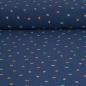 Preview: Musselin Double Gauze kleine bunte Schmetterlinge auf blau